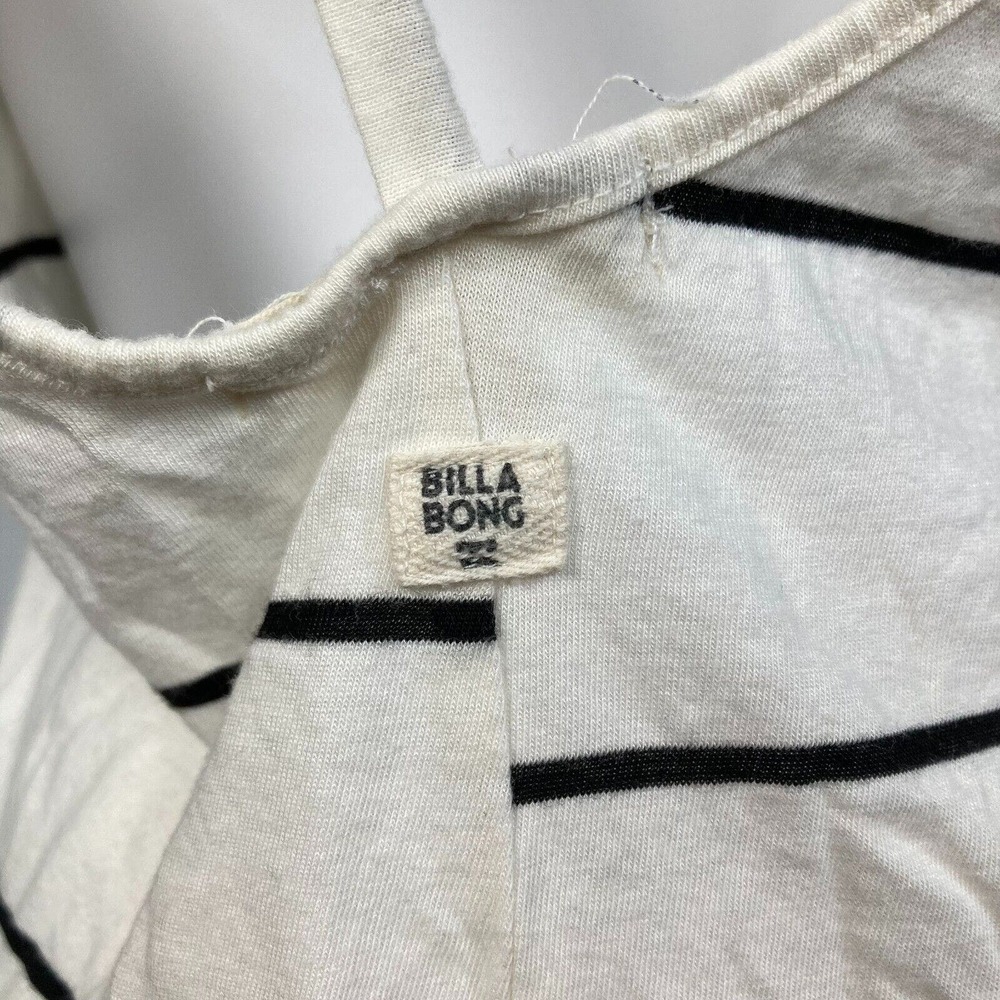 Billabong Dress Womens Sz S White Striped Knit‎ T-shirt Mini Cutout Back - Picture 6 of 9